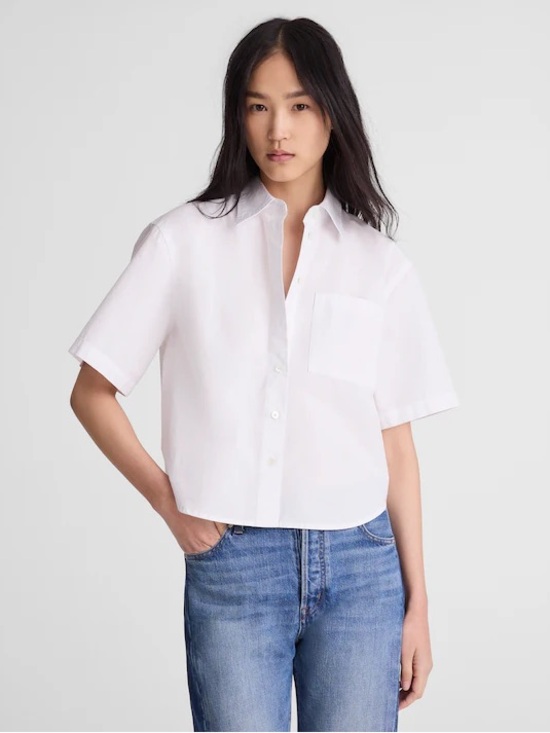 Madewell Tops - Madewell Straight-Hem Short-Sleeve Shirt in Poplin